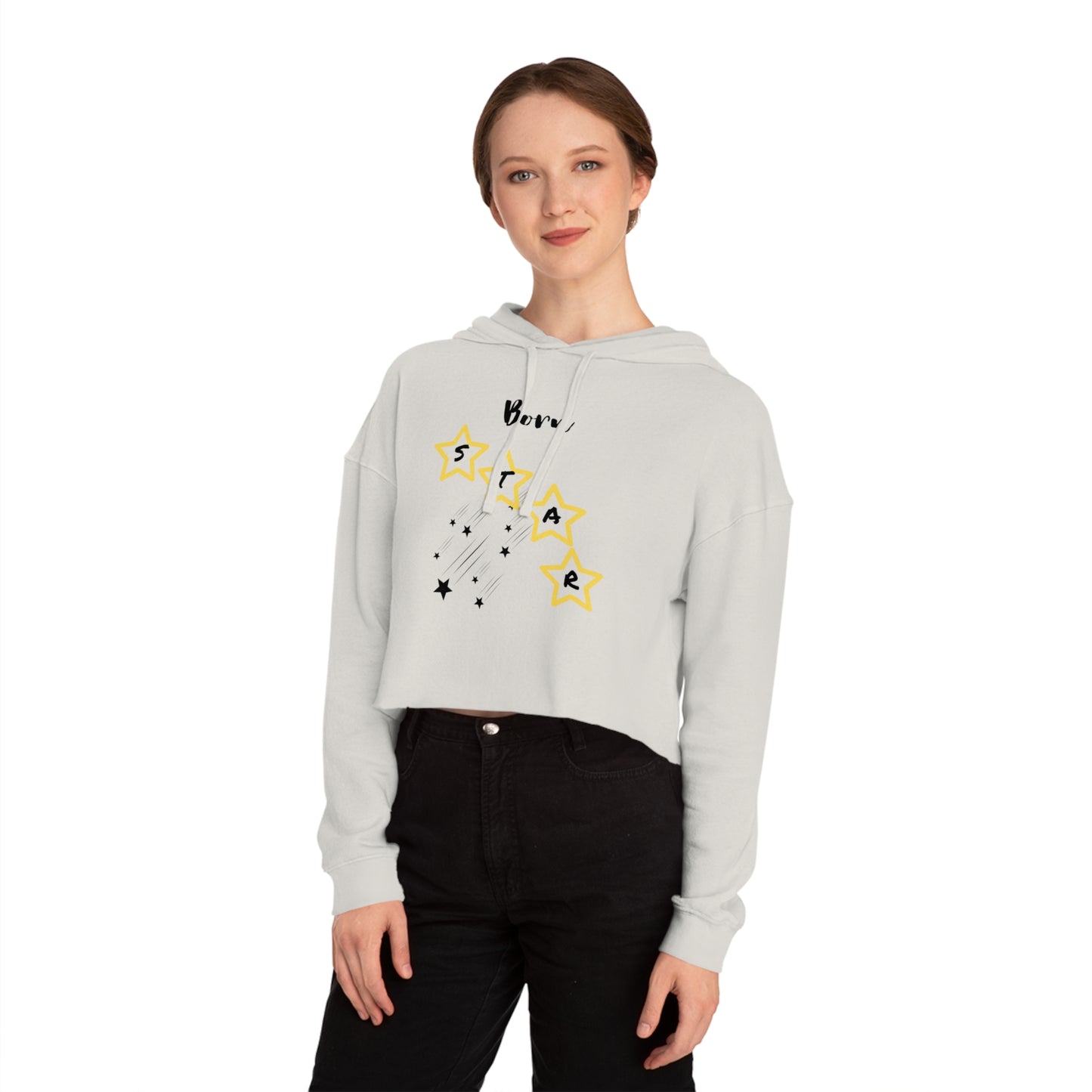 'Born Star' - Women’s Cropped Hoodie - Stylish & Comfortable Sweatshirt for Celebrations