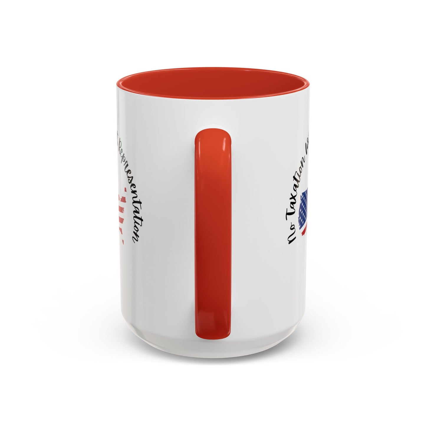 United States Map Flag Coffee Mug — "No Taxation Without Representation" 11/15oz Accent