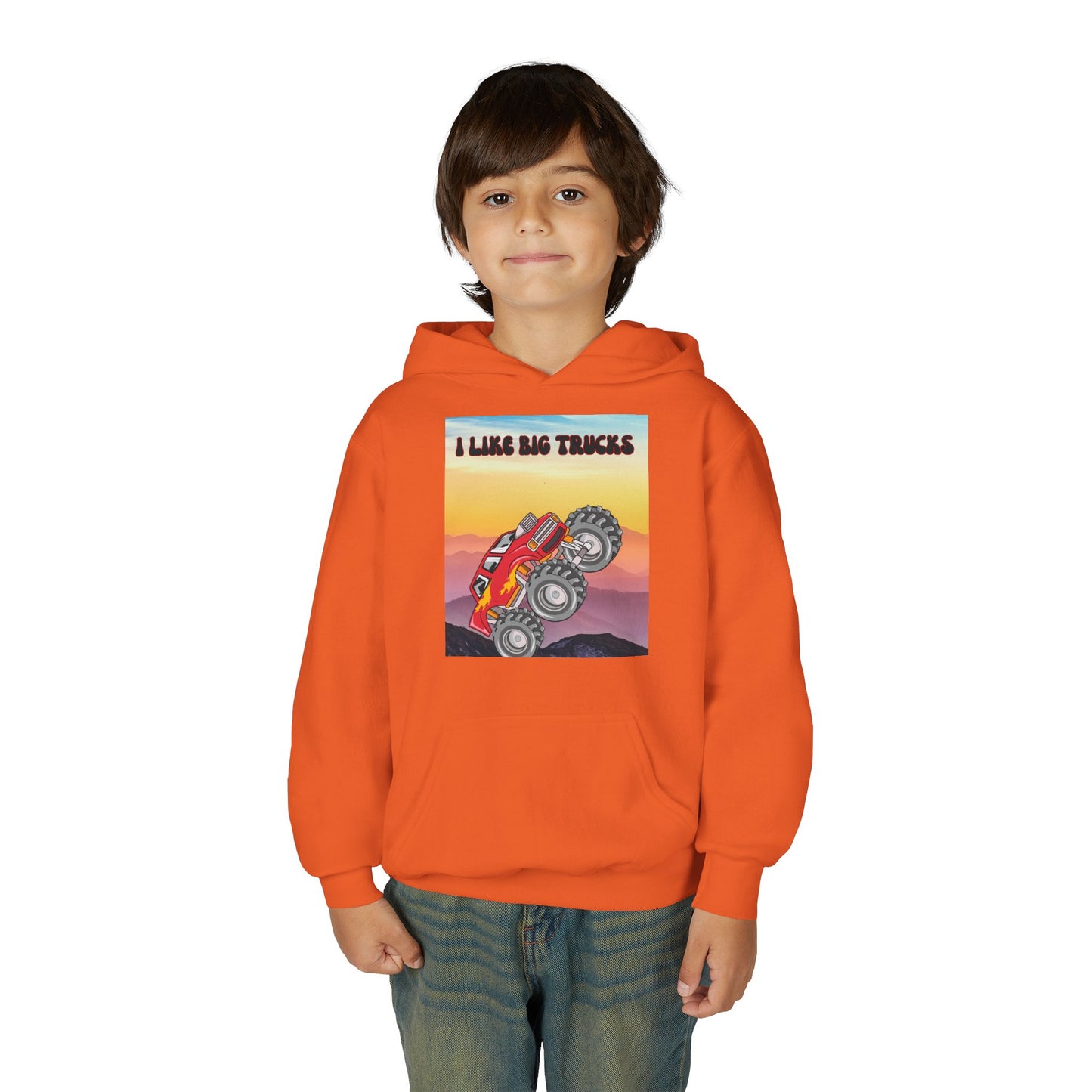 Youth Hoodie — "I Like Big Trucks" Monster Truck Graphic