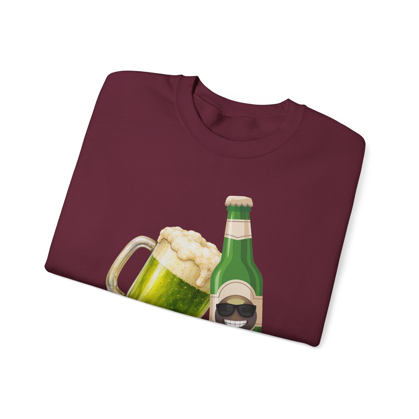 Crewneck Sweatshirt — "Dude Where's My Beer" Green Beer St. Patrick's Day Design
