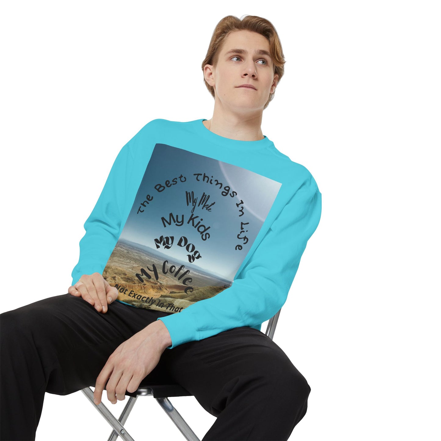 Coastal Family Vibes Sweatshirt — "The Best Things in Life" Graphic Crewneck