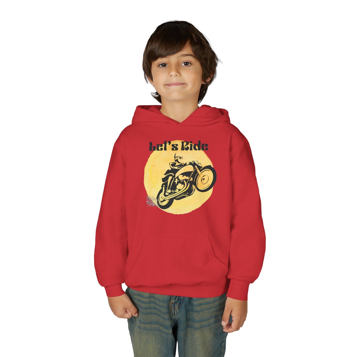 Youth Hoodie - "Let's Ride" Vintage Motorcycle Graphic