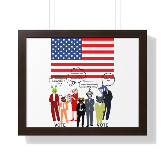Framed Poster — Patriotic Political Cartoon "Jar of Lies" Print
