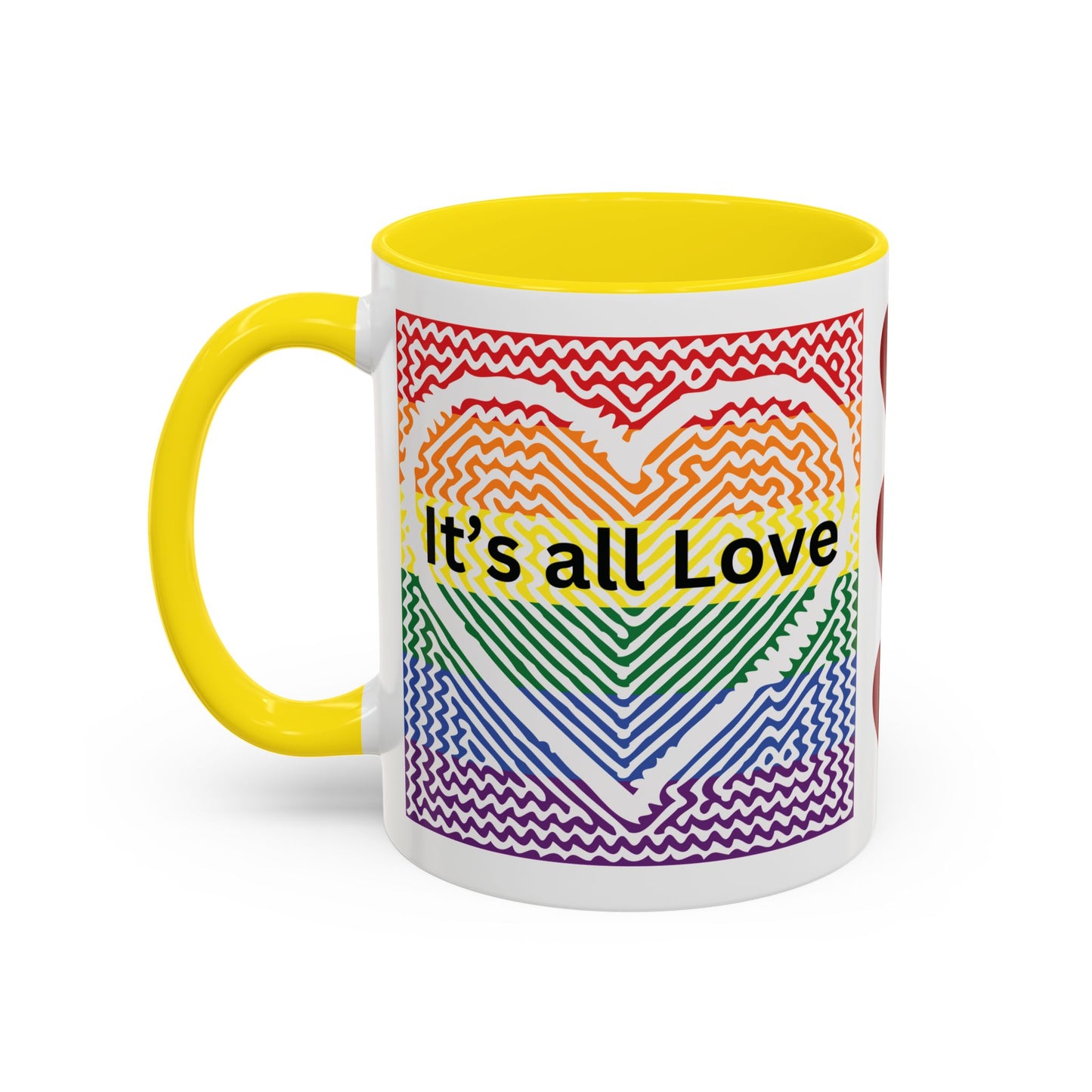It's All Love Rainbow Heart Coffee Mug — Pride Accent Mug (11/15oz)