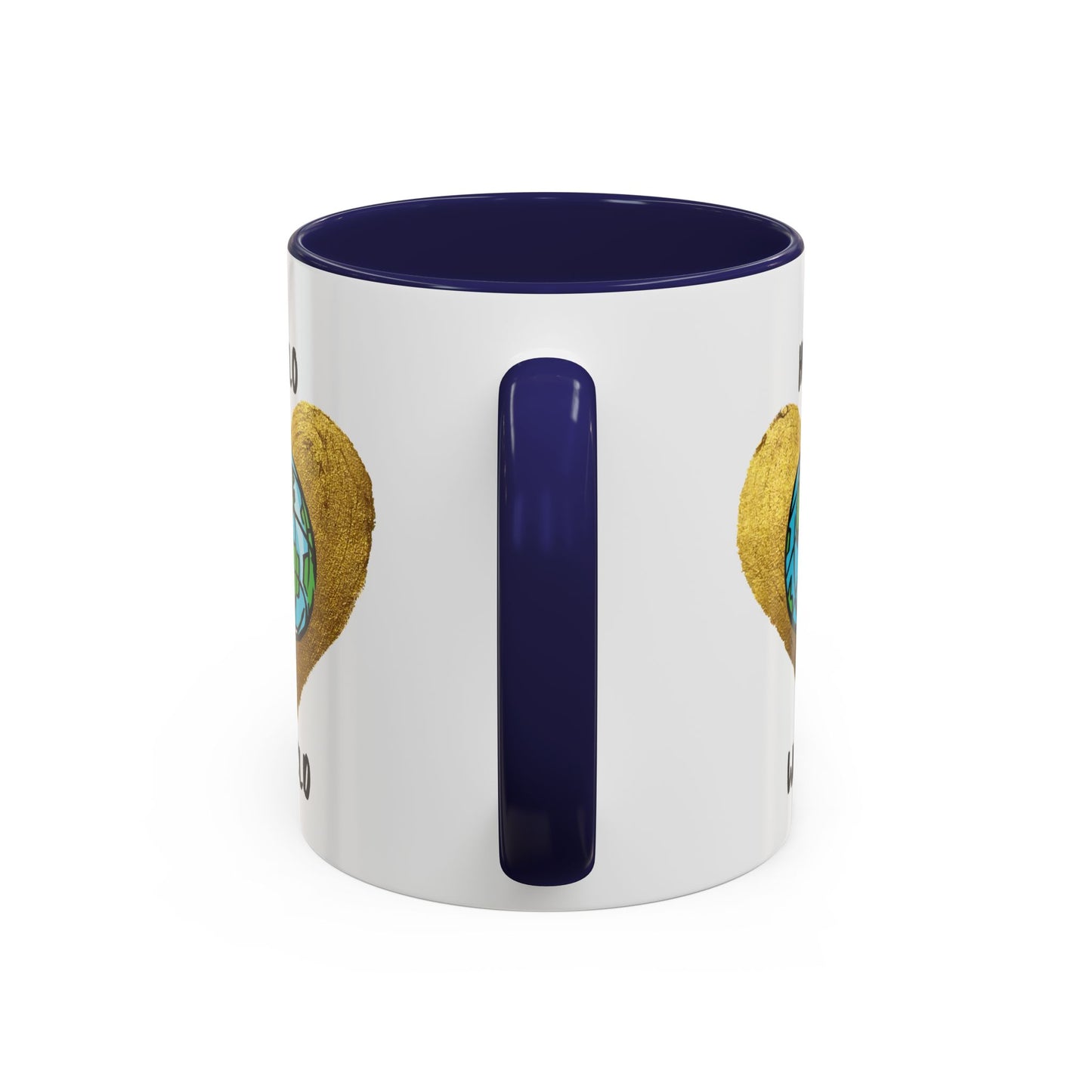 Hello World Coffee Mug — Heart Globe Accent 11oz