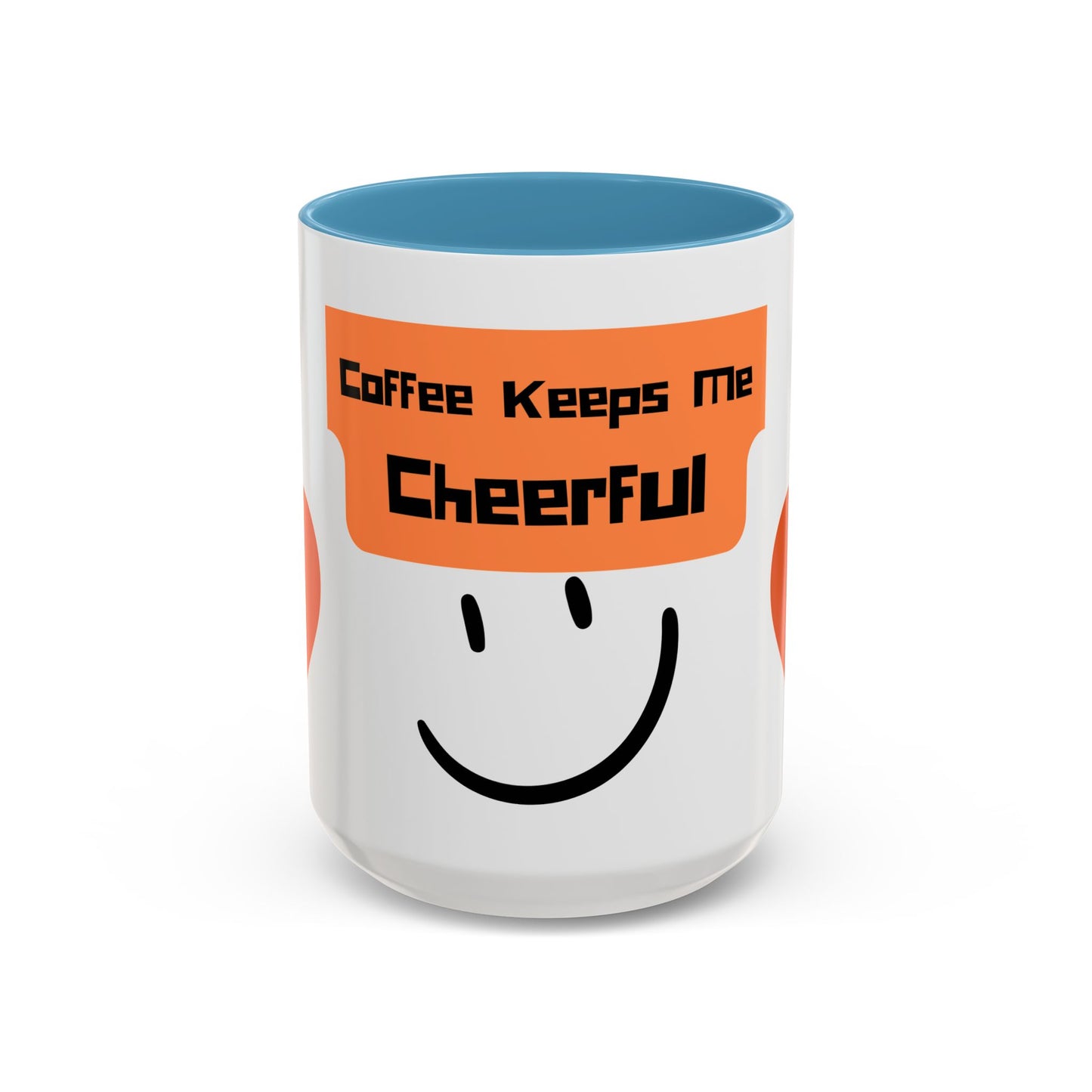 Coffee Keeps Me Cheerful Accent Mug — Smiley Heart 11/15oz