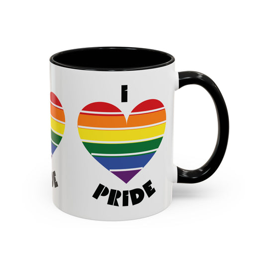 I Heart Pride Accent Coffee Mug – Rainbow Love 11/15oz
