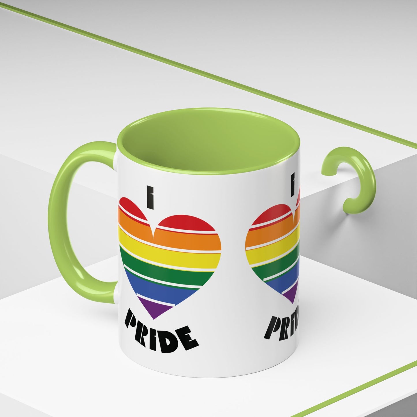 I Heart Pride Accent Coffee Mug – Rainbow Love 11/15oz