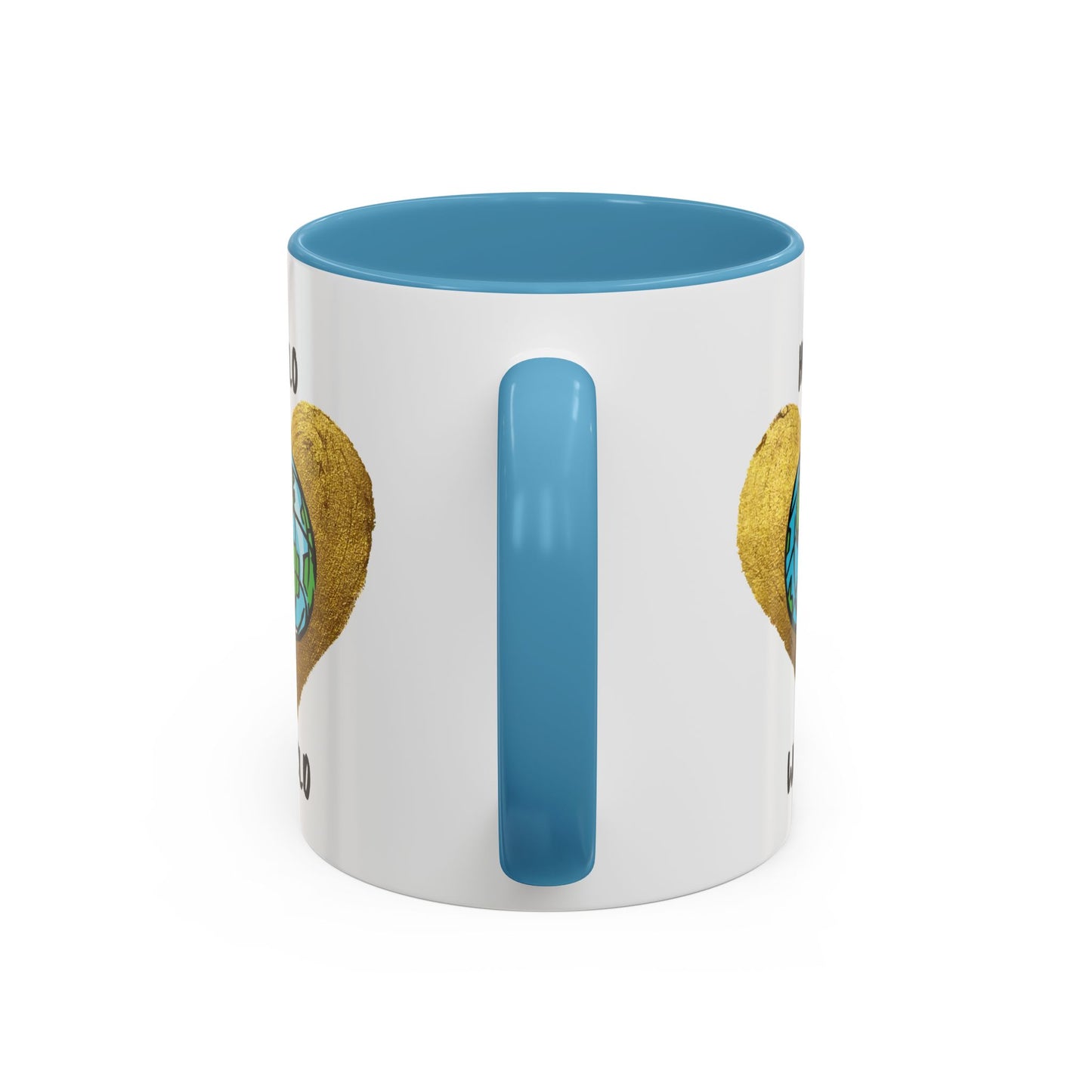 Hello World Coffee Mug — Heart Globe Accent 11oz