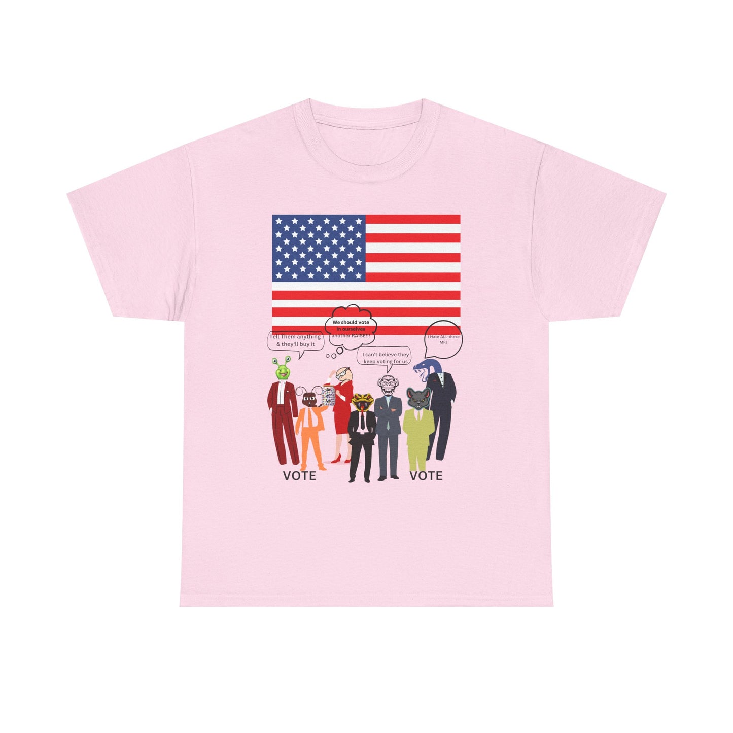 Patriotic 'Vote' Graphic Tee — American Flag Politicians-Lizard Forms Encouraging Voting