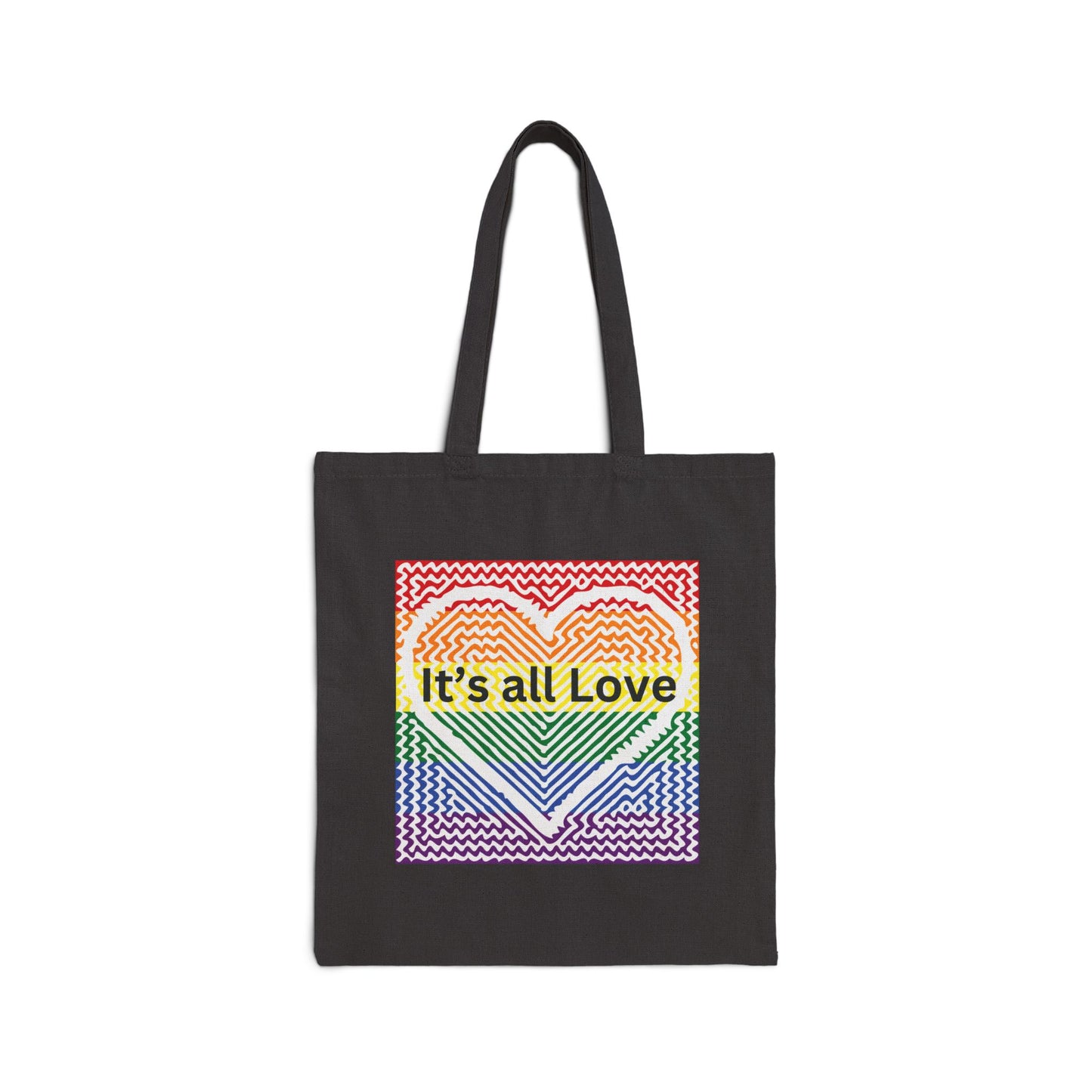It's All Love Rainbow Heart Tote Bag - Cotton Canvas Carryall