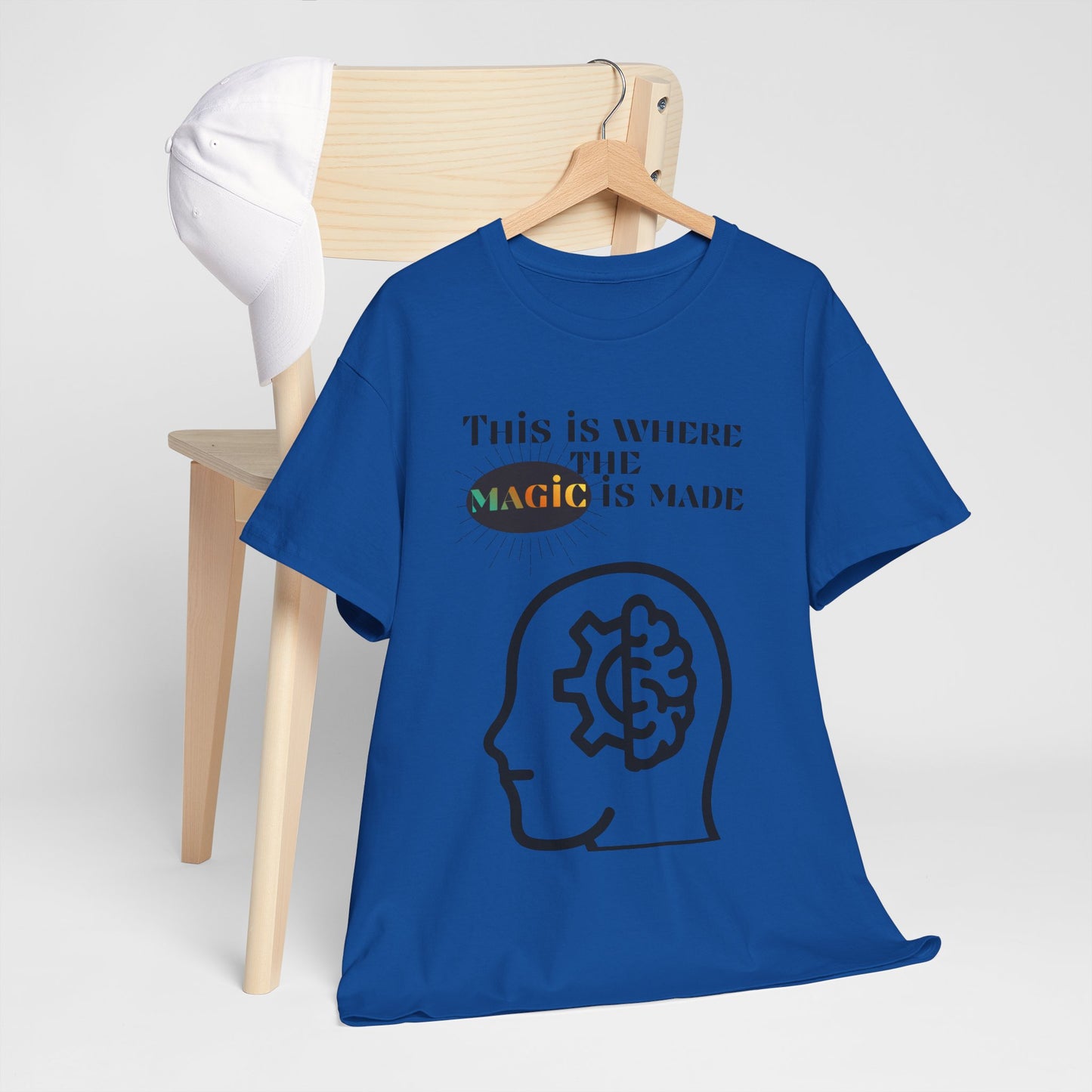 Brain + Gear Tee — "This Is Where the Magic Is Made" Creative Mind T-Shirt