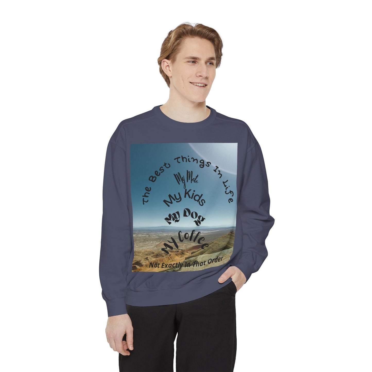Coastal Family Vibes Sweatshirt — "The Best Things in Life" Graphic Crewneck