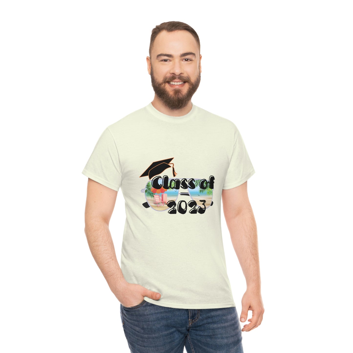 "Class of 2023 Cap over Shades": 2023 Graduate: Unisex Heavy Cotton Tee