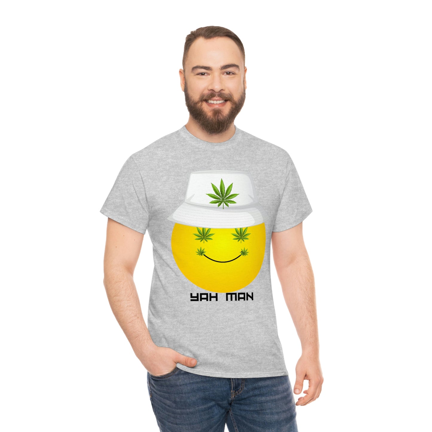 "Weed Emoji in Bucket Hat" Unisex Heavy Cotton Tee