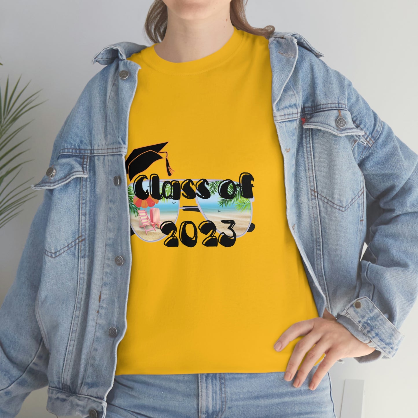 "Class of 2023 Cap over Shades": 2023 Graduate: Unisex Heavy Cotton Tee