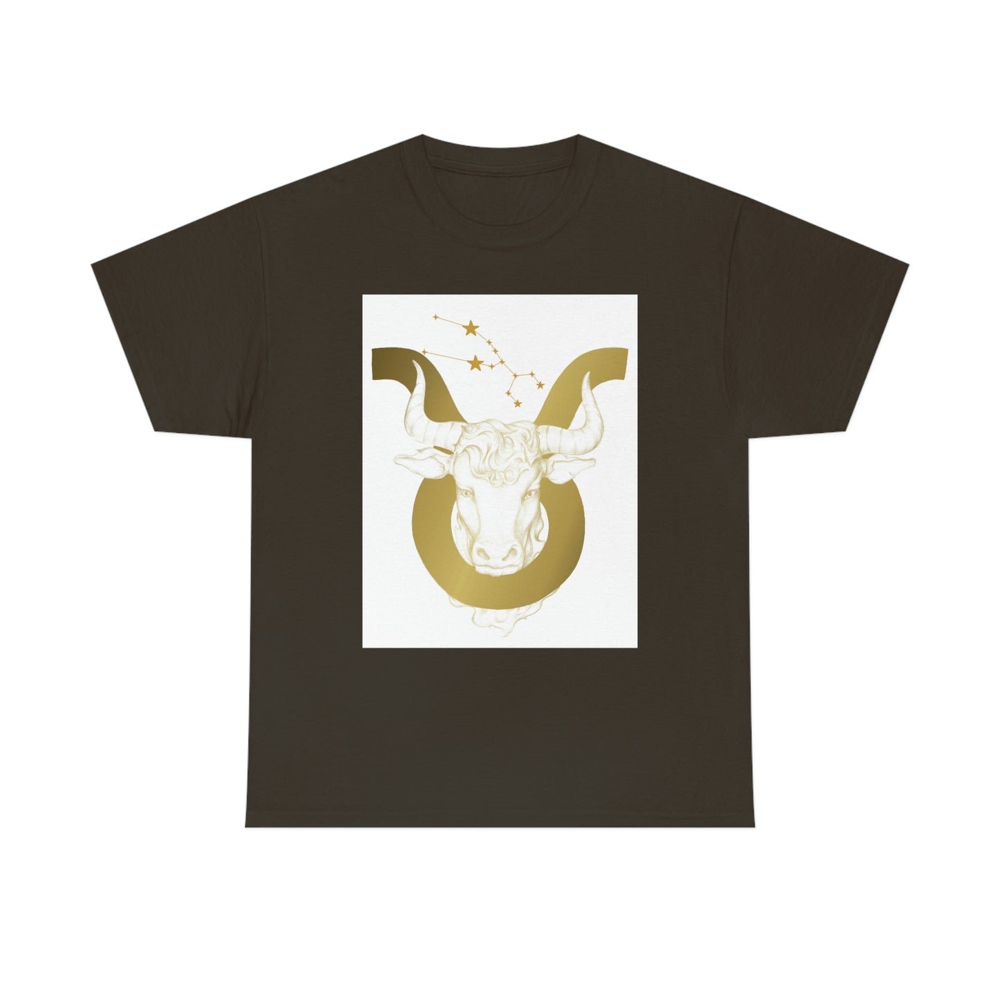 "Taurus Bull Head in Symbol" With White Background Unisex Heavy Cotton Tee