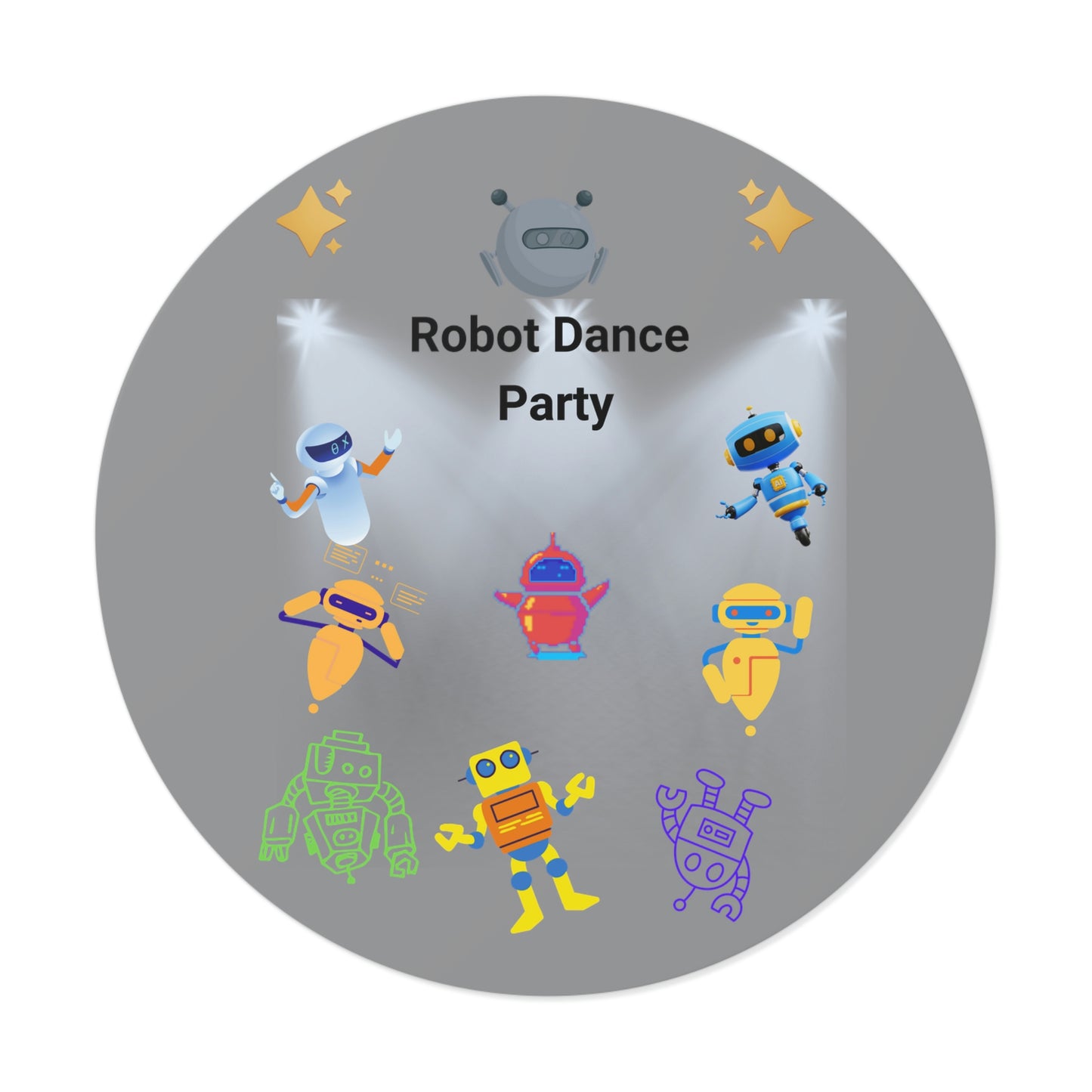 "Robot Dance Party" - Round Vinyl Stickers