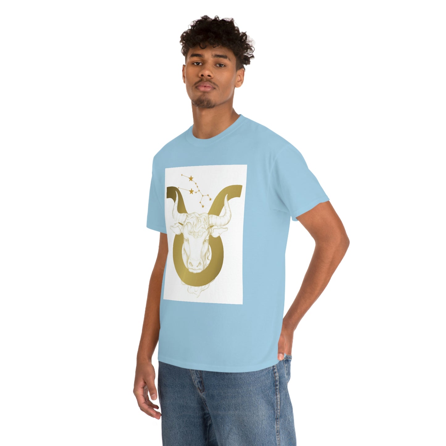 "Taurus Bull Head in Symbol" With White Background Unisex Heavy Cotton Tee