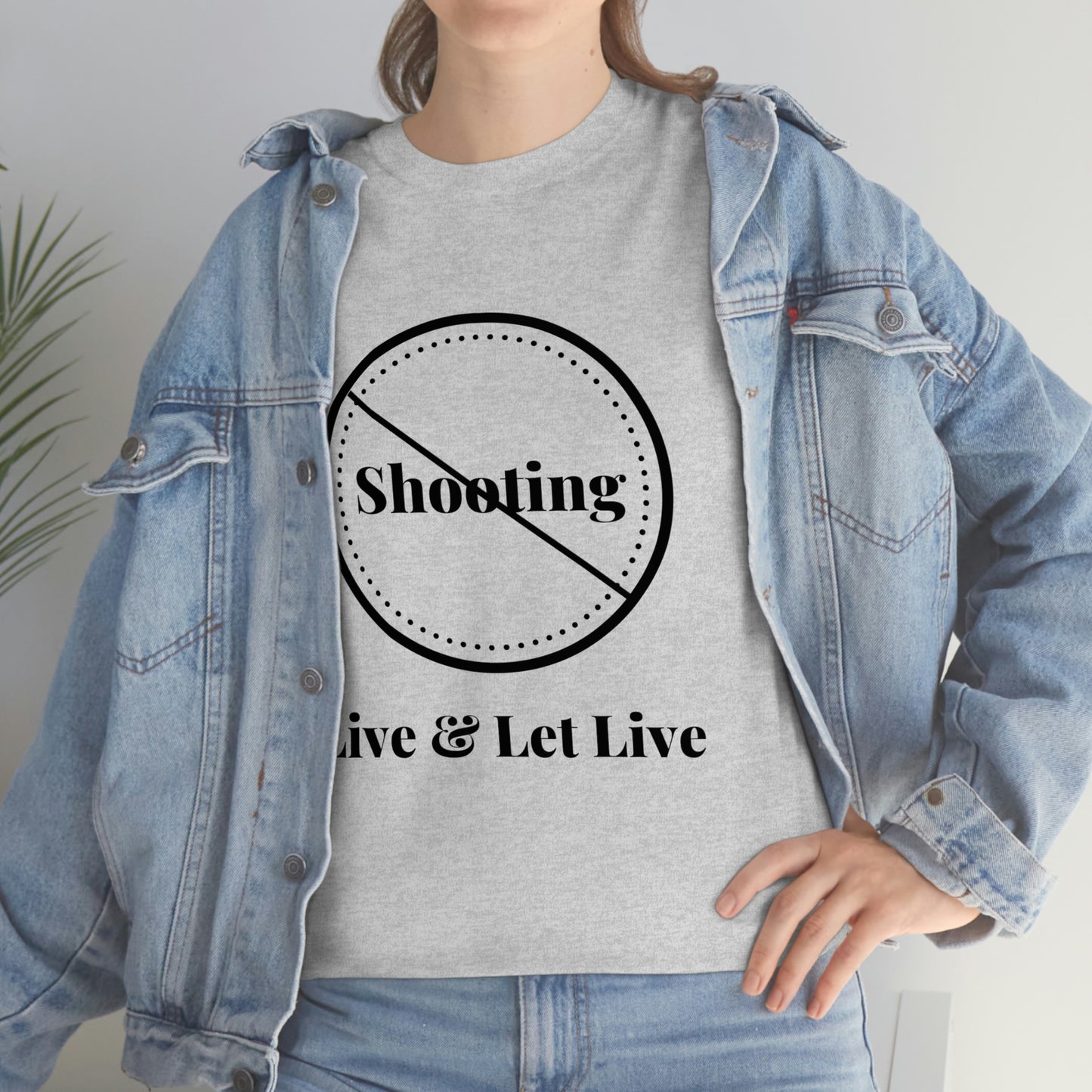 "No Shooting" Unisex Heavy Cotton Tee: From the "Peace In The Streets Collection"
