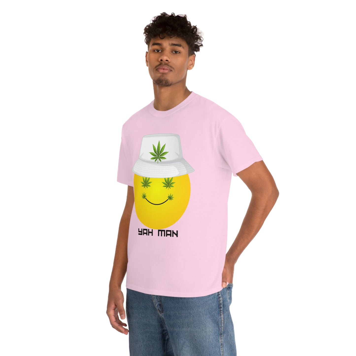 "Weed Emoji in Bucket Hat" Unisex Heavy Cotton Tee