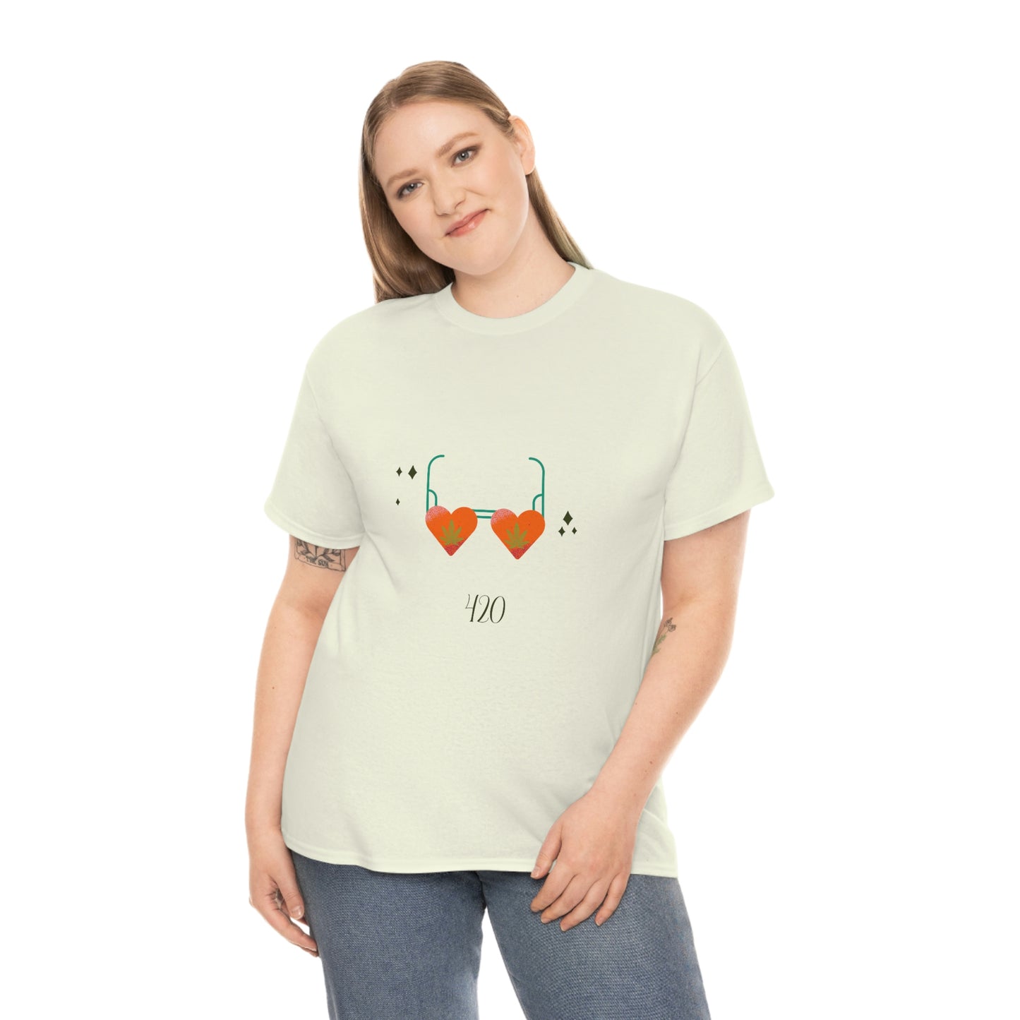 "Heart Shaped 420 Shades" Unisex Heavy Cotton Tee