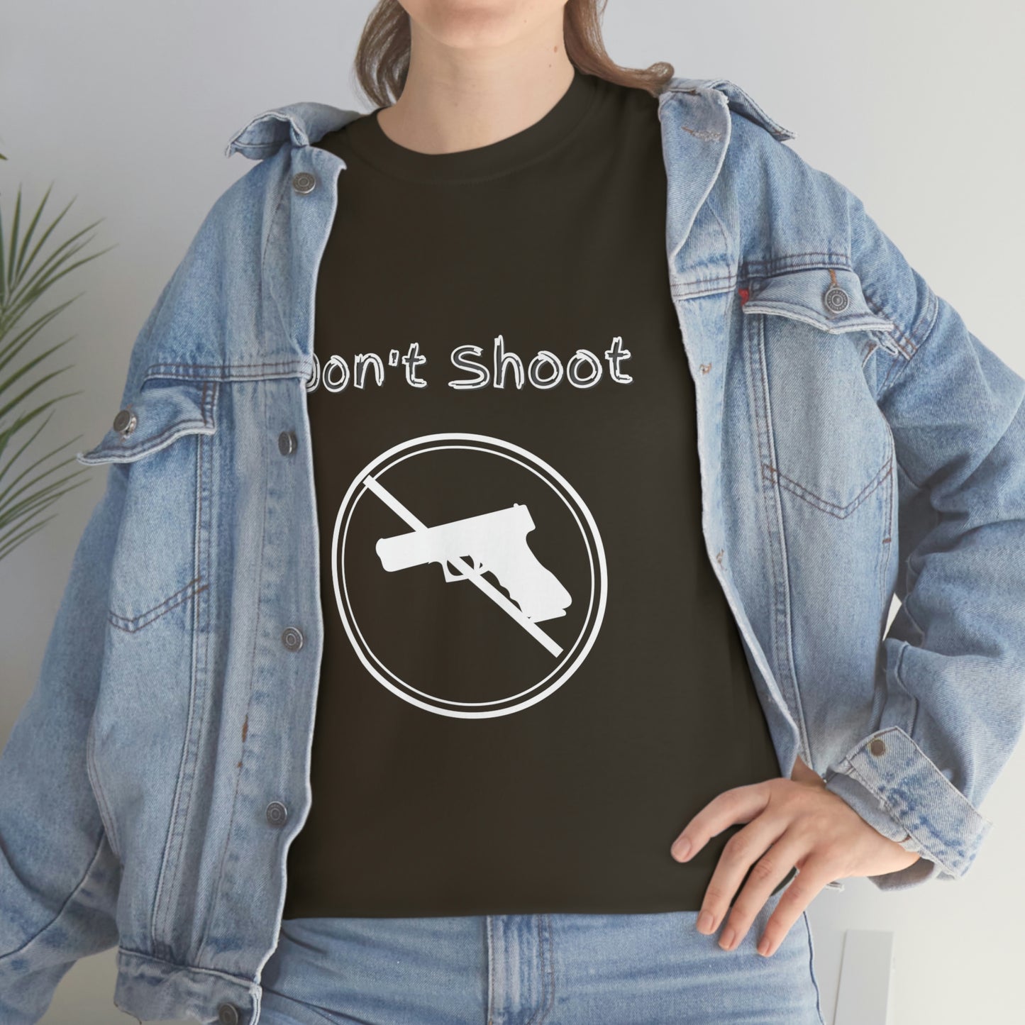 "Don't Shoot - White Print" Unisex Heavy Cotton Tee: From the "Peace In The Streets Collection"