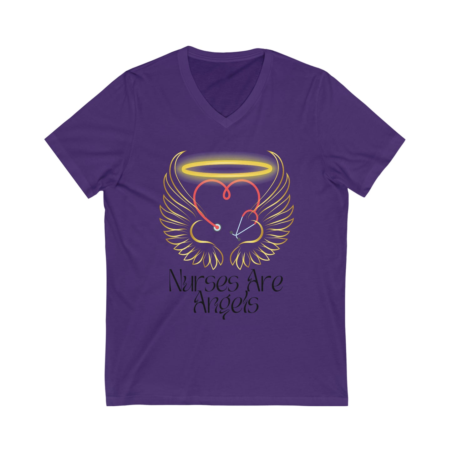 "Nurses are Angels" - Jersey Short Sleeve V-Neck Tee