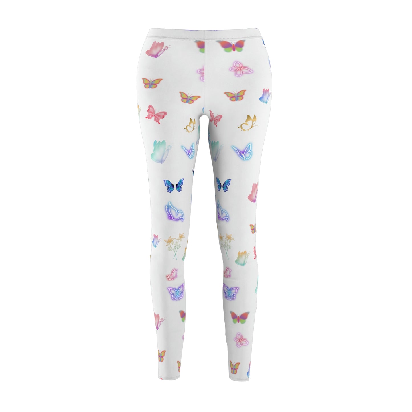White Glowing Butterflies Women's Casual Leggings