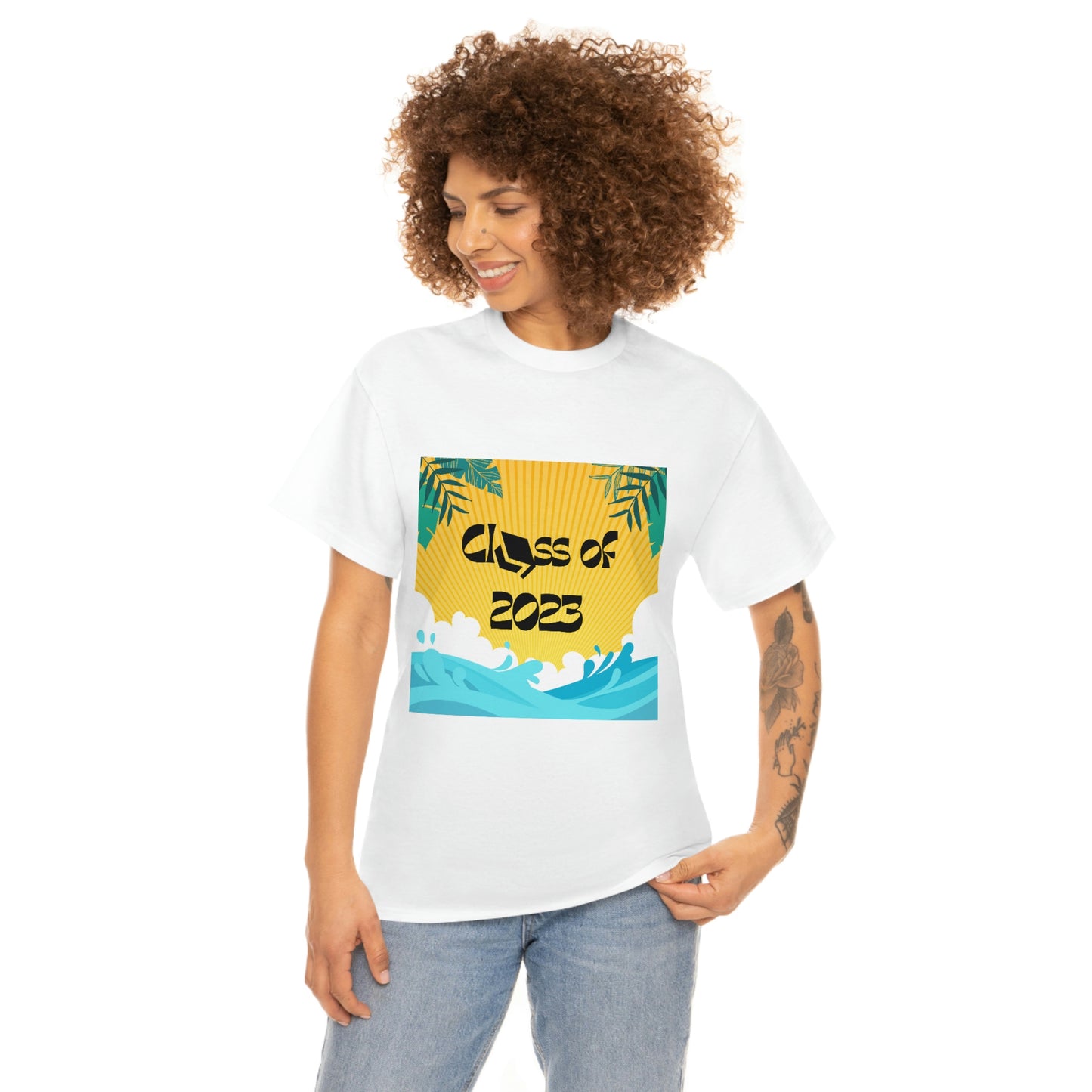 "Class of 2023 Palm Leaf" Unisex Heavy Cotton Tee