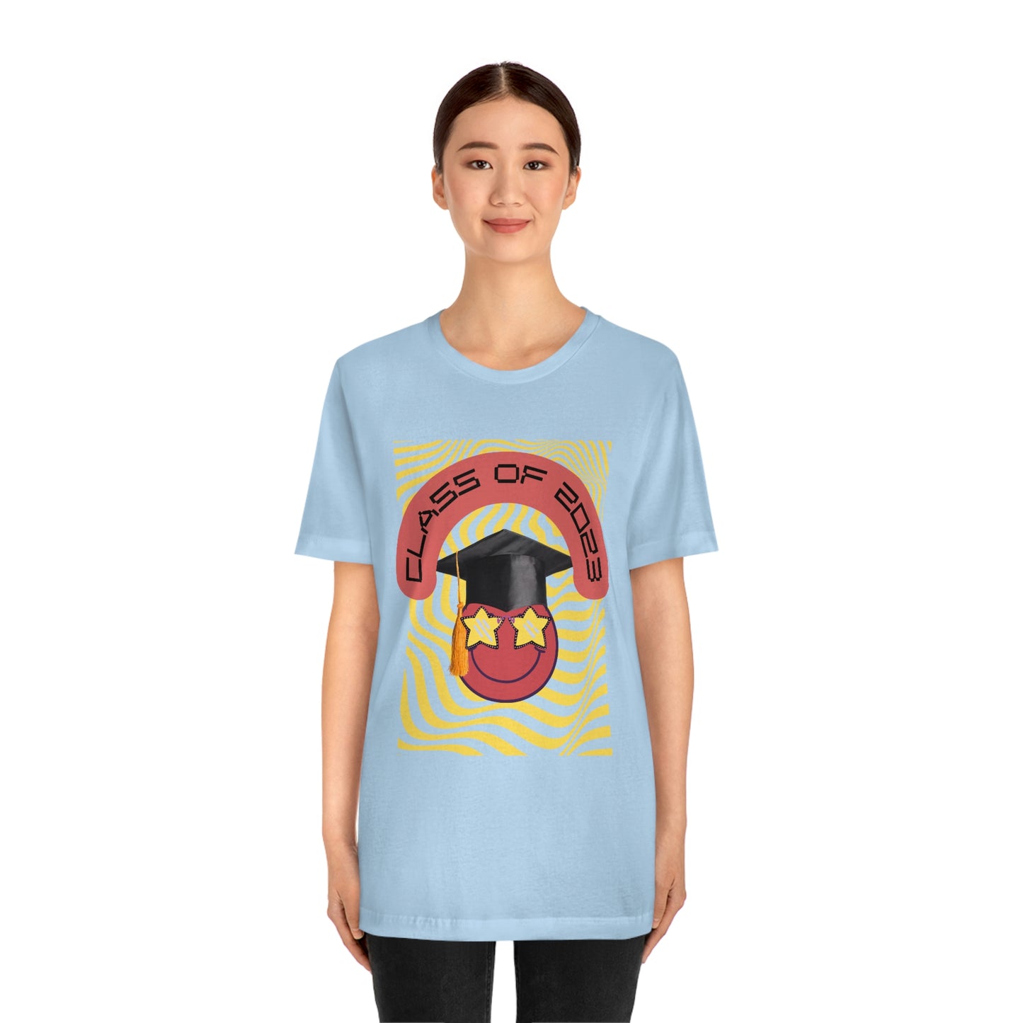 "Starry Eyed 2023 Smiley Graduate" Unisex Jersey Short Sleeve Tee