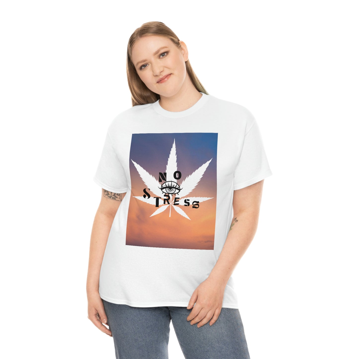 "No Stress Weed Leaf" Unisex Heavy Cotton Tee