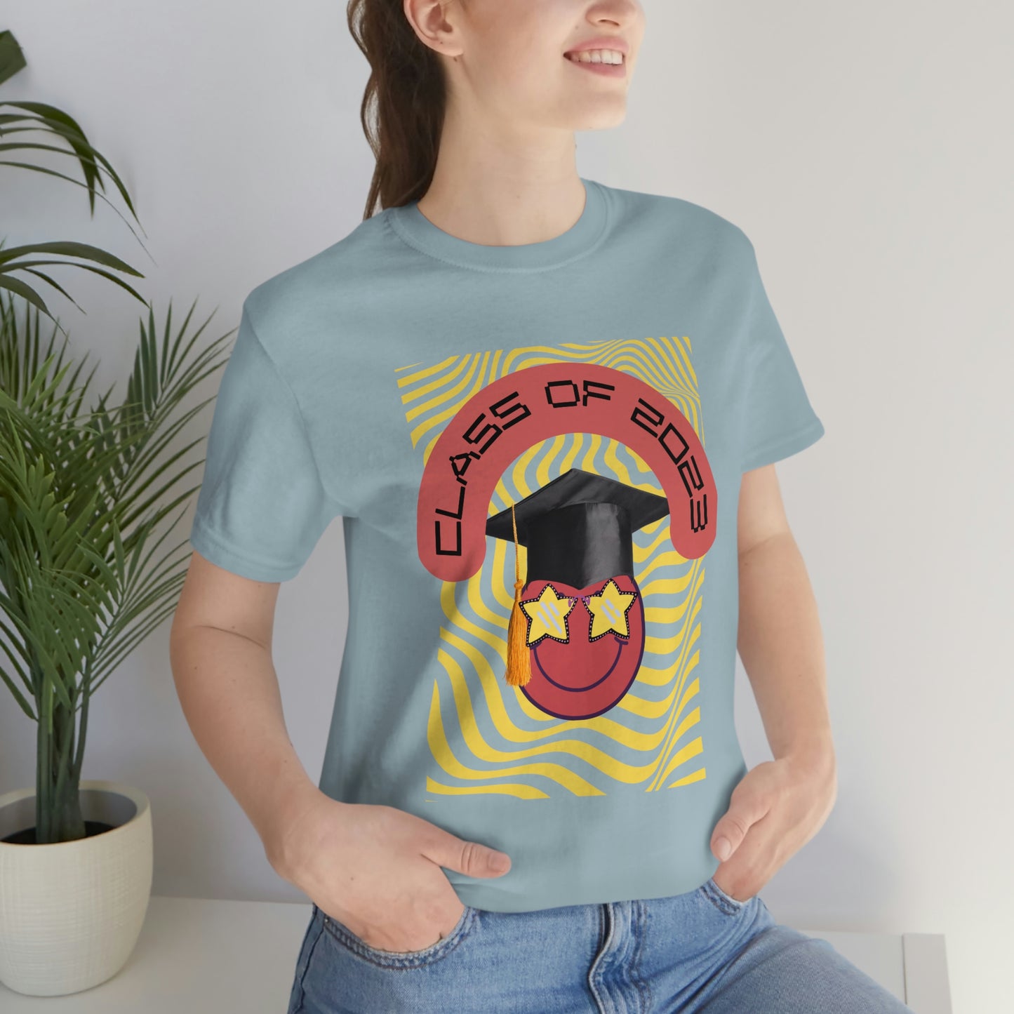 "Starry Eyed 2023 Smiley Graduate" Unisex Jersey Short Sleeve Tee