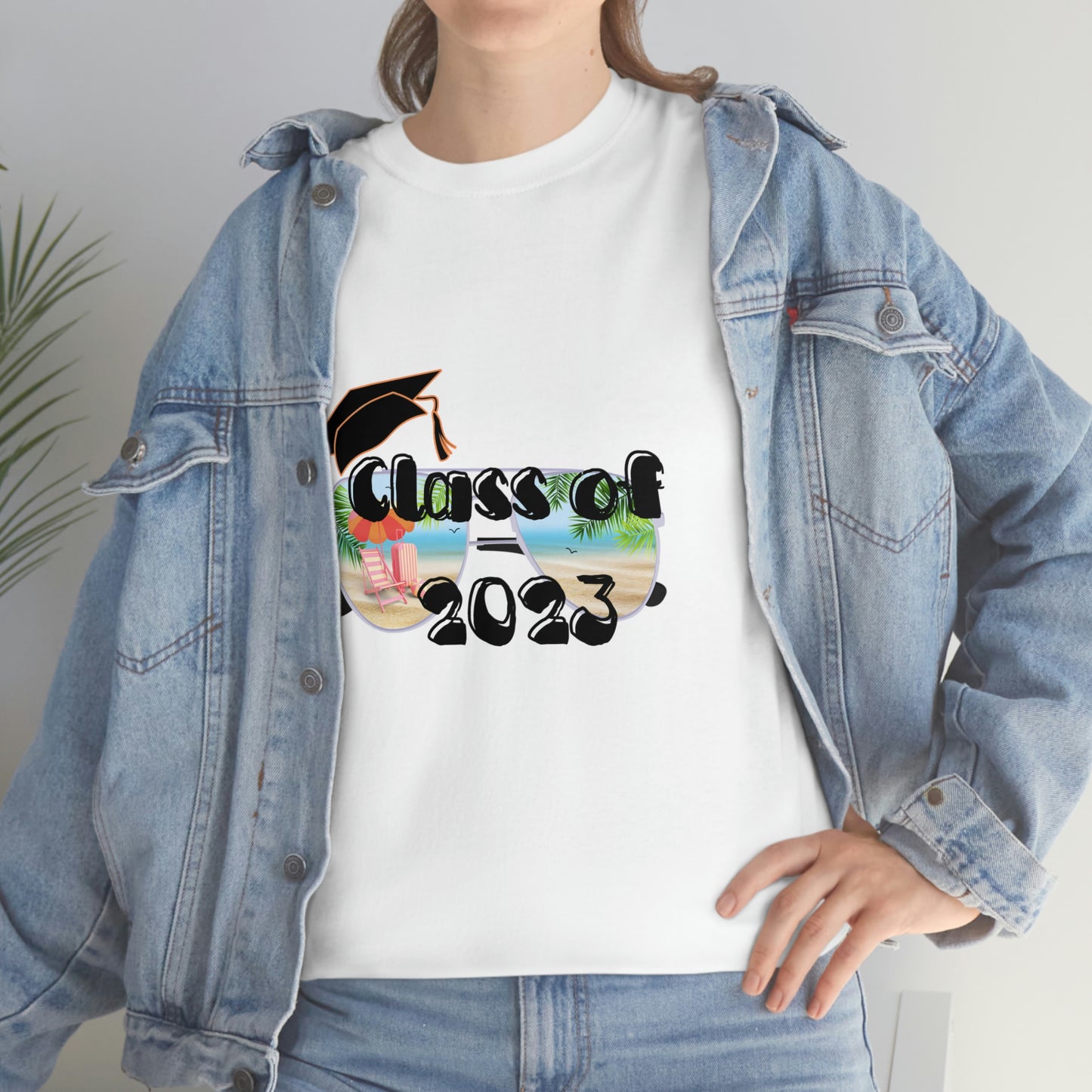 "Class of 2023 Cap over Shades": 2023 Graduate: Unisex Heavy Cotton Tee