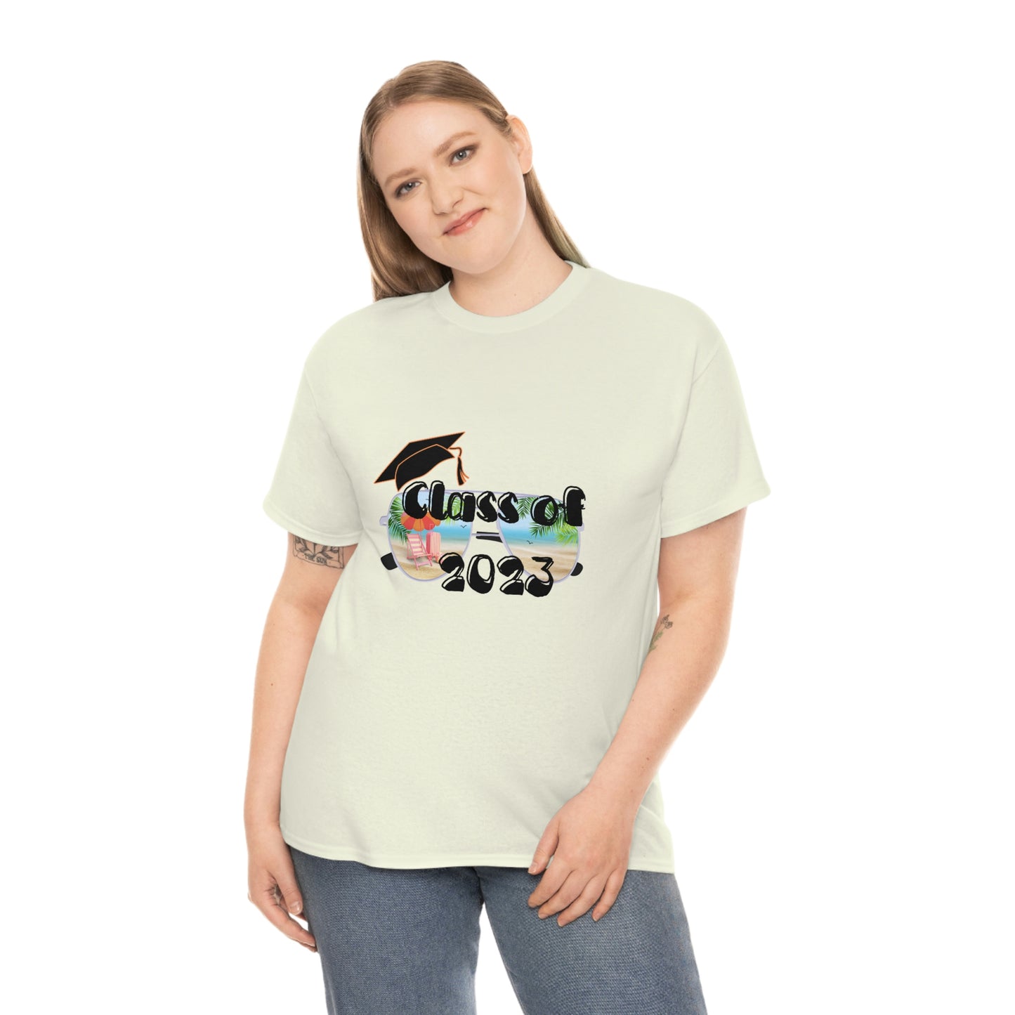 "Class of 2023 Cap over Shades": 2023 Graduate: Unisex Heavy Cotton Tee