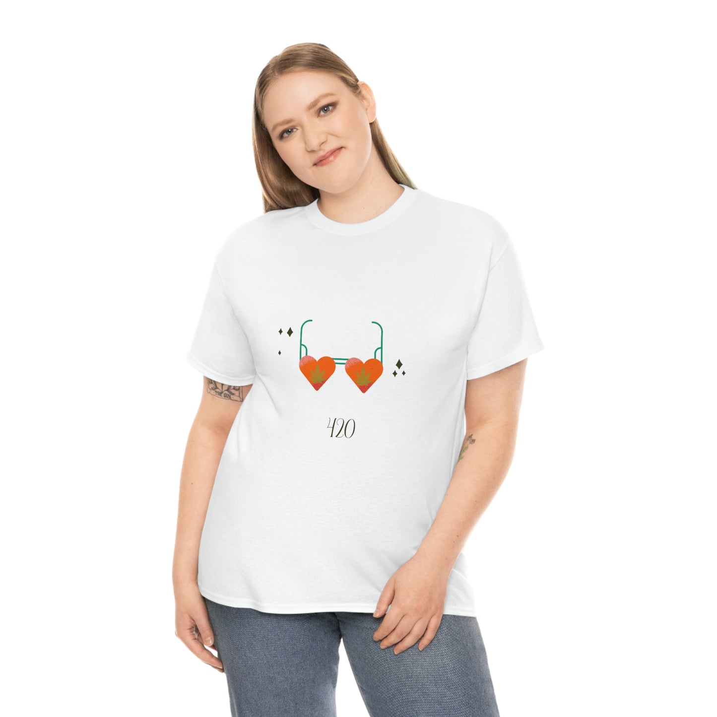 "Heart Shaped 420 Shades" Unisex Heavy Cotton Tee
