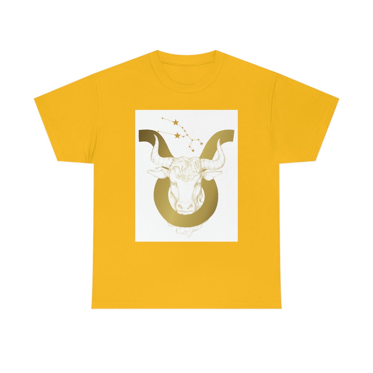 "Taurus Bull Head in Symbol" With White Background Unisex Heavy Cotton Tee