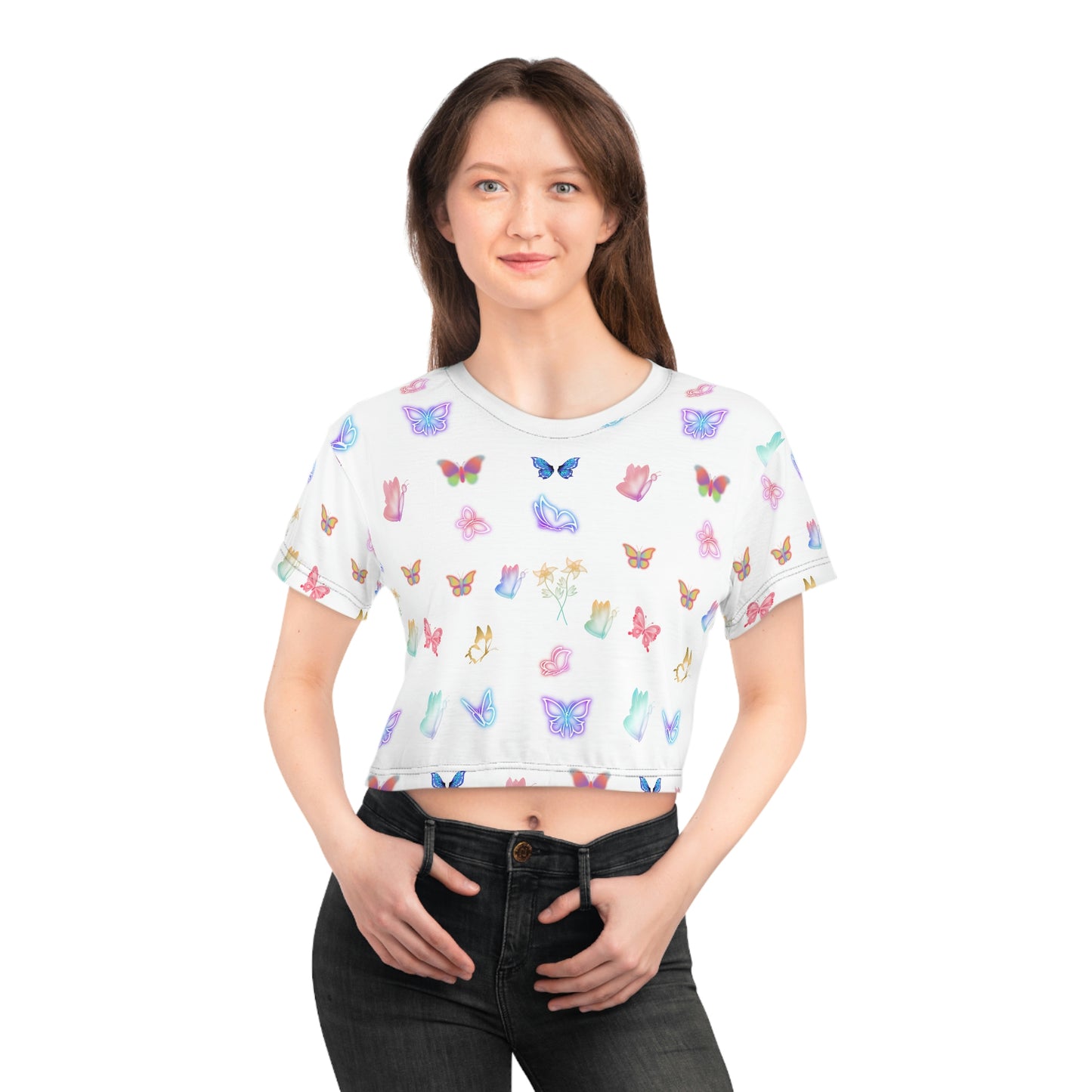 Glowing Butterflies Crop Tee