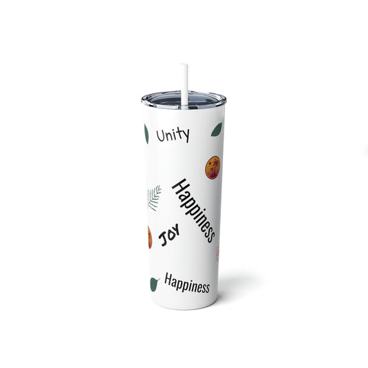 "Peace & Love" - Skinny Steel Tumbler with Straw, 20oz
