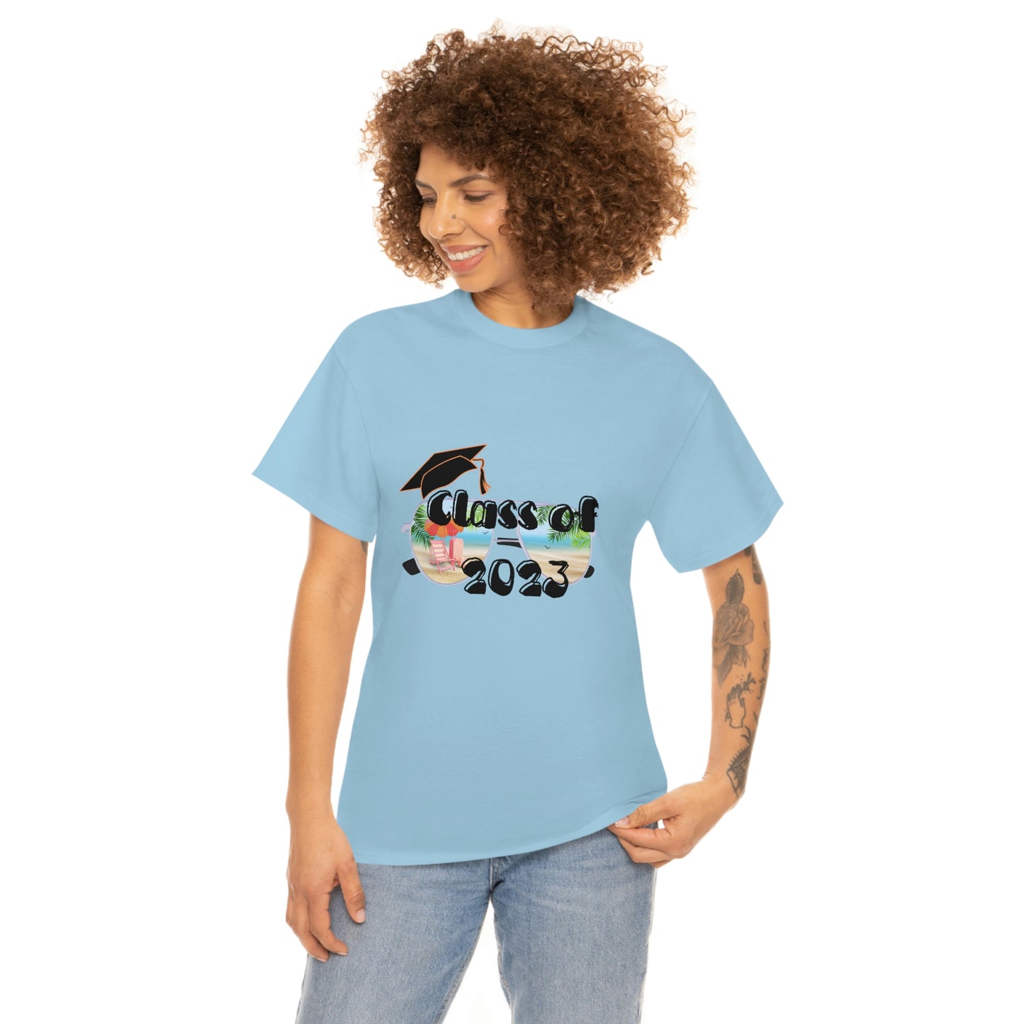 "Class of 2023 Cap over Shades": 2023 Graduate: Unisex Heavy Cotton Tee