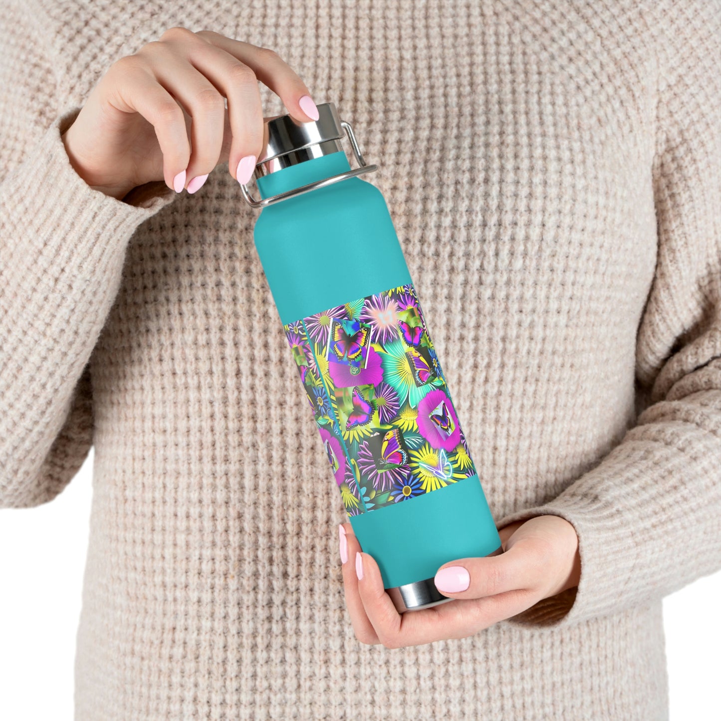"Butterfly Garden" - Copper Vacuum Insulated Bottle, 22oz
