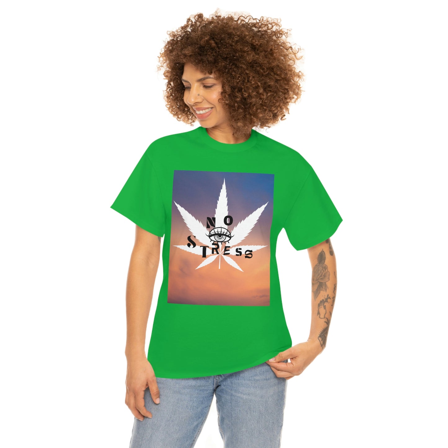 "No Stress Weed Leaf" Unisex Heavy Cotton Tee
