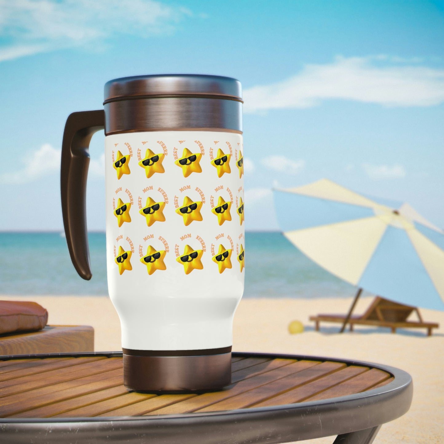 "Best Mom Everr" - Stainless Steel Travel Mug with Handle, 14oz