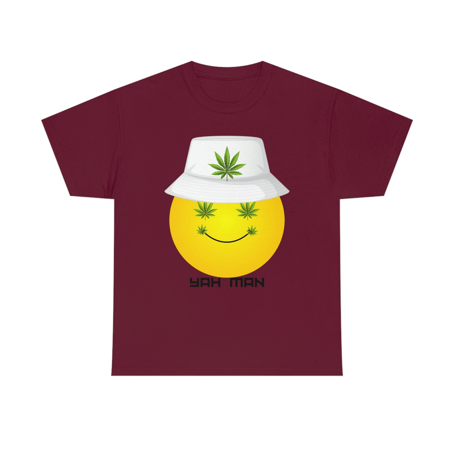"Weed Emoji in Bucket Hat" Unisex Heavy Cotton Tee