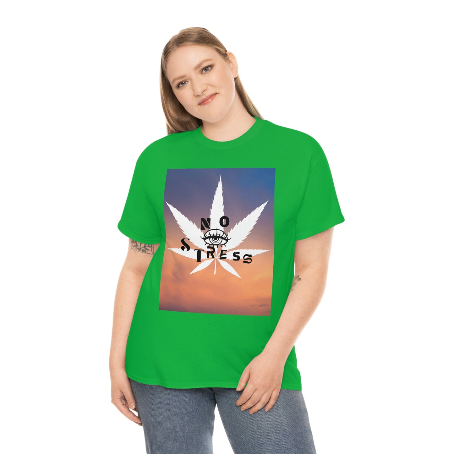 "No Stress Weed Leaf" Unisex Heavy Cotton Tee