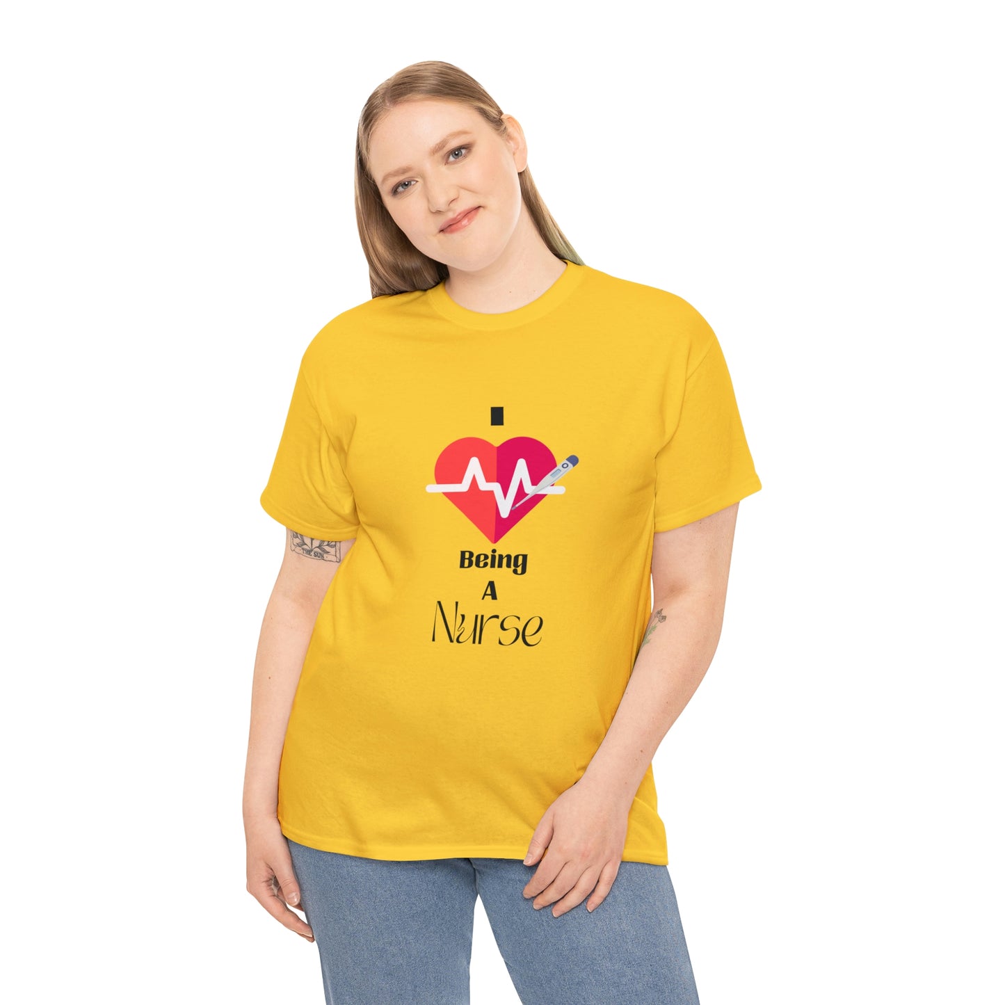 "I Love Being A Nurse" - Unisex Heavy Cotton Tee