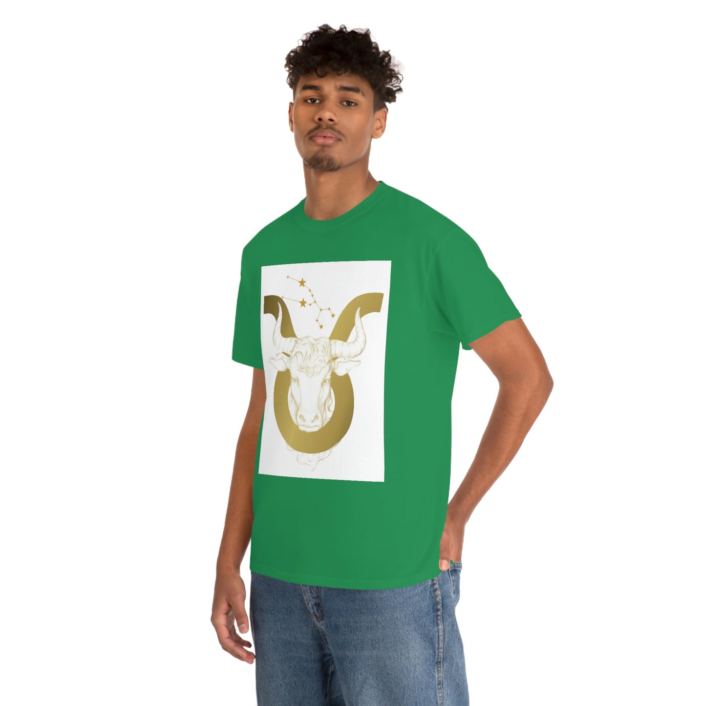 "Taurus Bull Head in Symbol" With White Background Unisex Heavy Cotton Tee