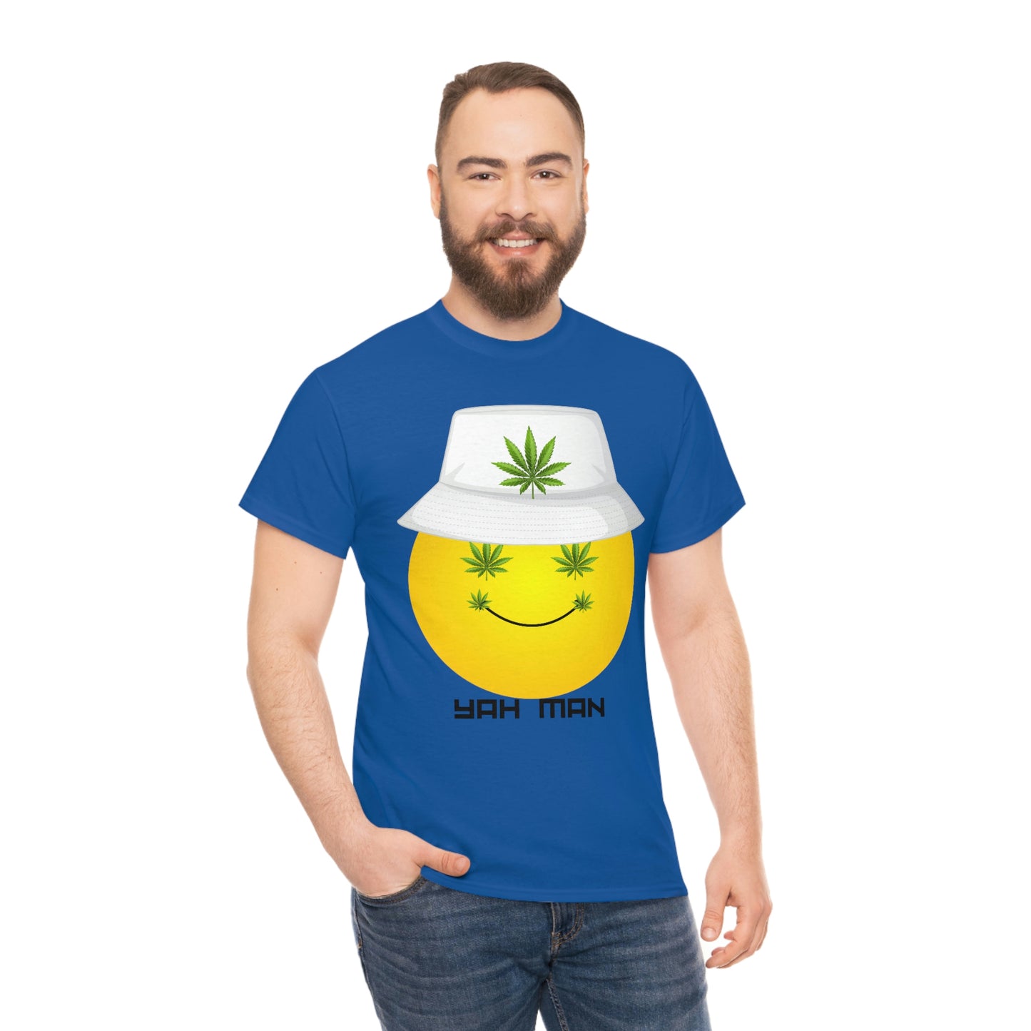 "Weed Emoji in Bucket Hat" Unisex Heavy Cotton Tee