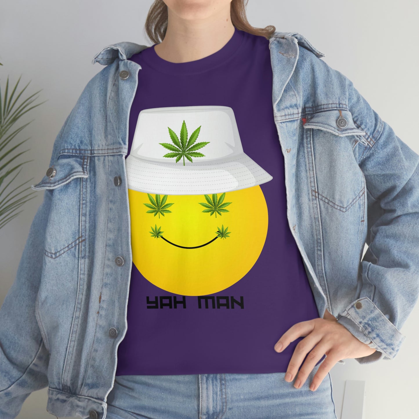 "Weed Emoji in Bucket Hat" Unisex Heavy Cotton Tee