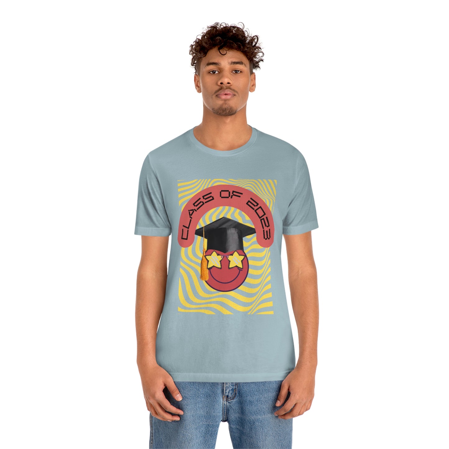 "Starry Eyed 2023 Smiley Graduate" Unisex Jersey Short Sleeve Tee